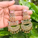 Baby Pink Earrings With Golden Base