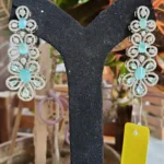 Silver Base Earrings with Mint Stone