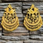 Peacock earrings with mat polish