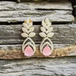 Short baby pink earrings