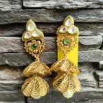 Gold Green Kundan earrings